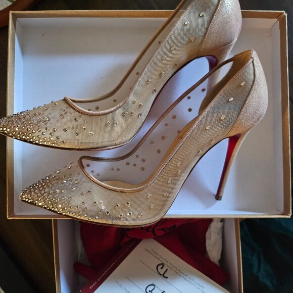 Christian Louboutin Follies Strass 100mm Mesh Pump - Picture 2 of 12